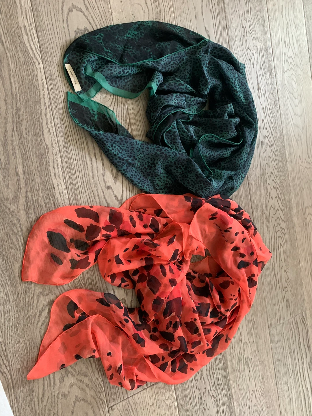 Burberry Scarves - Green & Coral $50 each