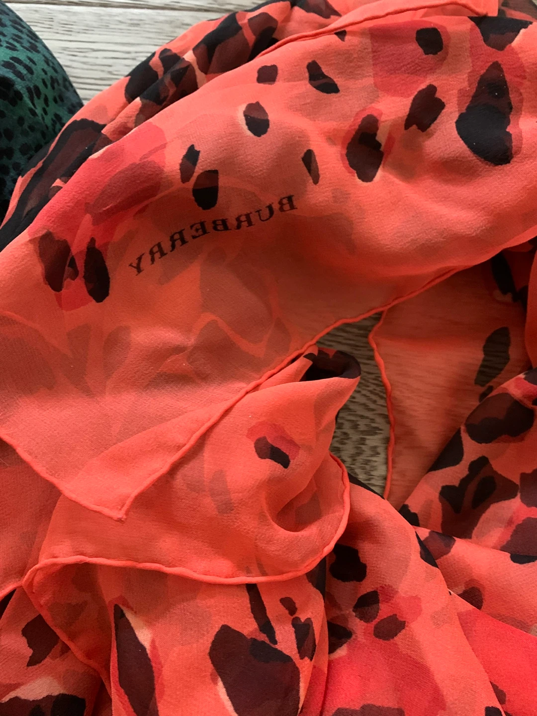 Burberry Scarves - Green & Coral $50 each - photo 2