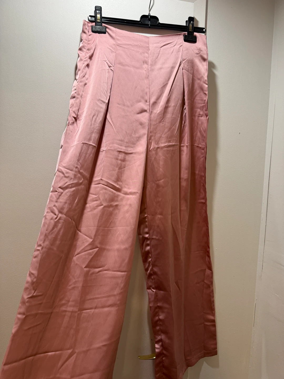 SHEIN Pink Satin Wide Leg Pants - Size L
