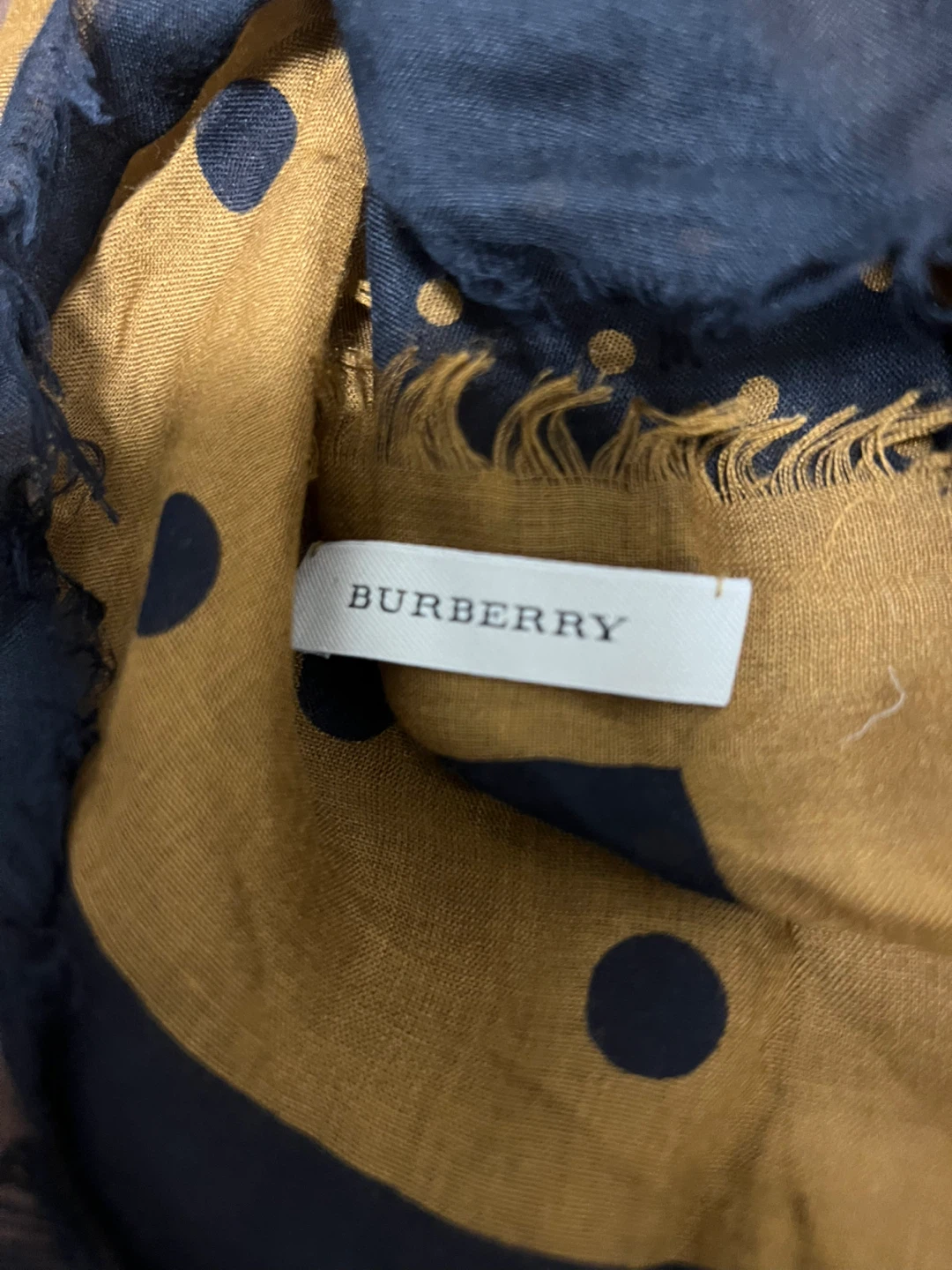 Burberry Polka Dot Scarf - Navy & Beige - photo 3