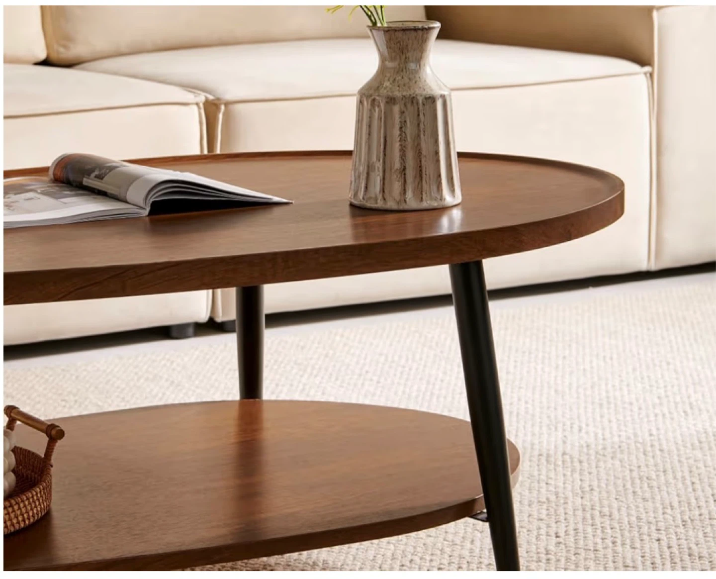 Walnut Oval Coffee Table - photo 3
