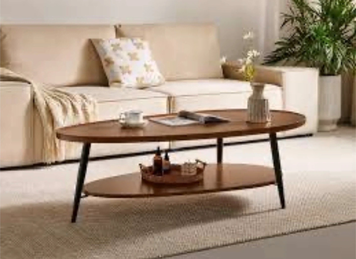 Walnut Oval Coffee Table