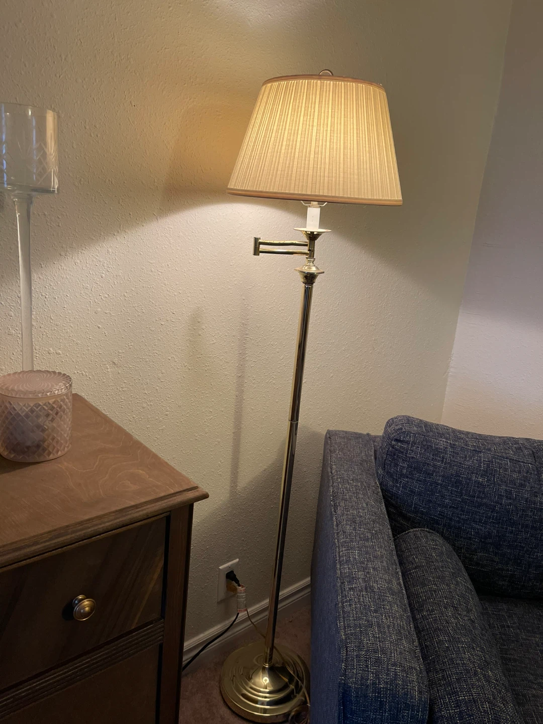 Vintage Standing Lamp with Pleated Shade