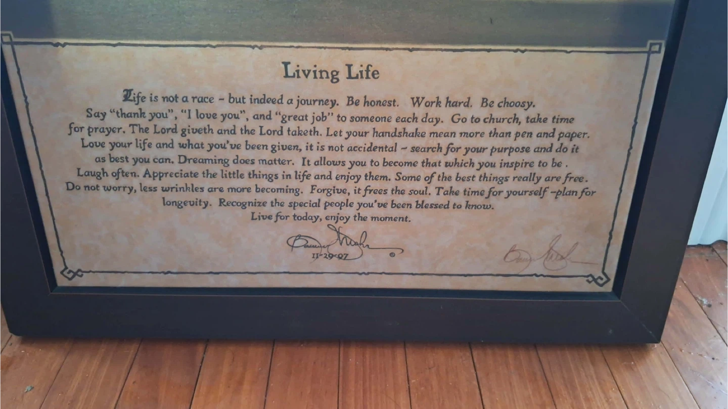 Framed 'Living Life' Inspirational Print