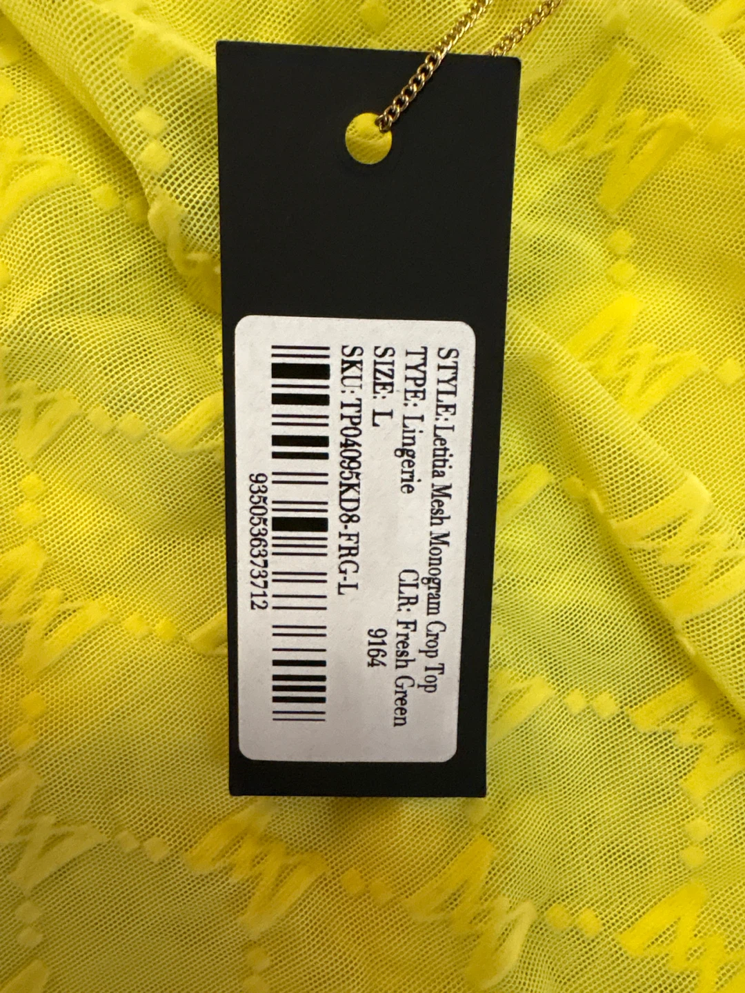 Meshki Letitia Mesh Monogram Crop Top - Fresh Green, L - photo 2