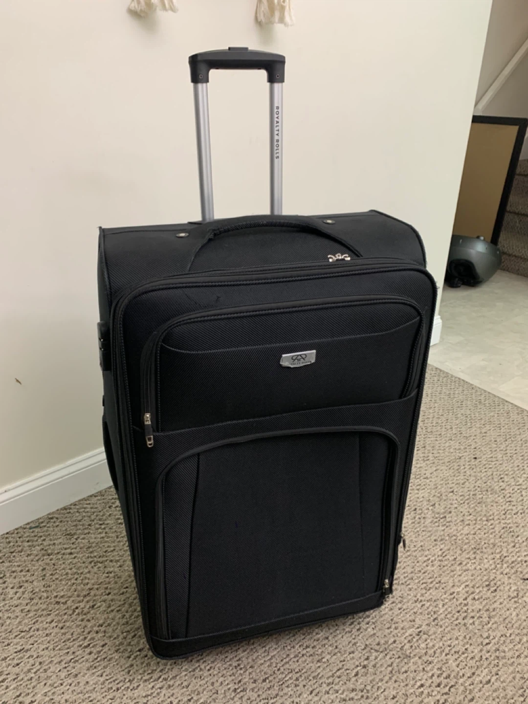 Black Extra Large Suitcase / Checked Luggage - Royalty Rolls