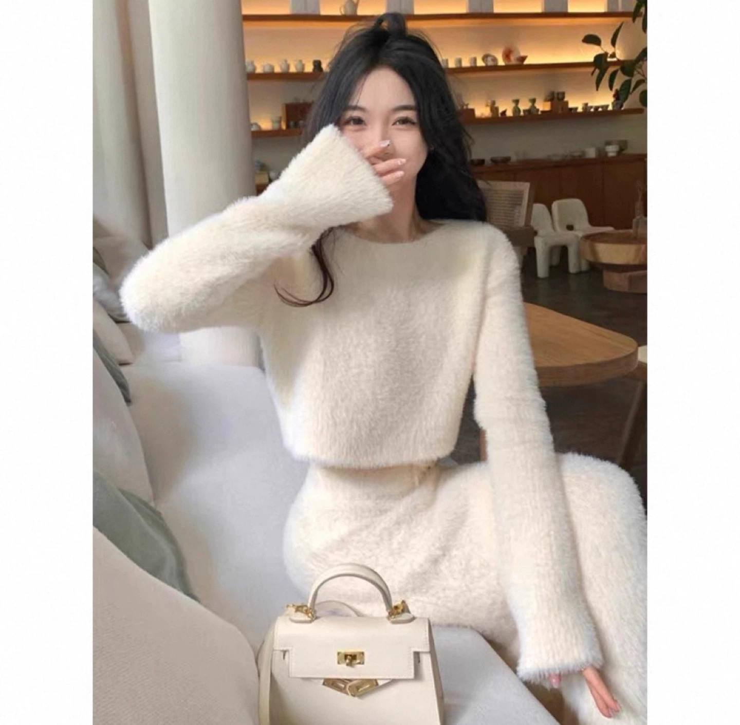 Fluffy White 2 Piece Set