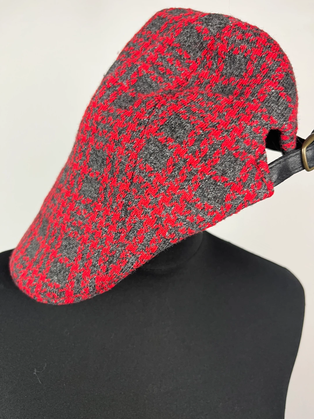Red & Grey Plaid Newsboy Cap