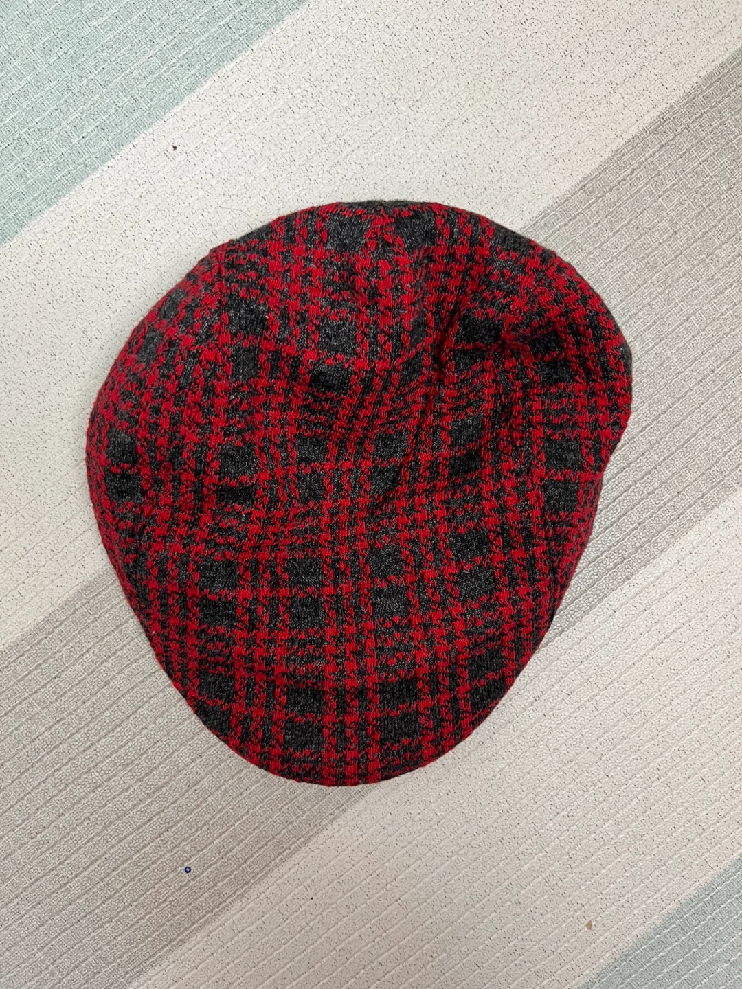 Red & Grey Plaid Newsboy Cap - photo 3
