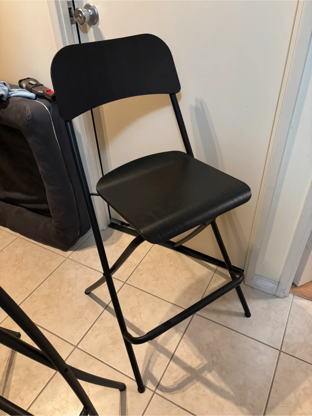 Black Folding Bar Stools - Set of 2