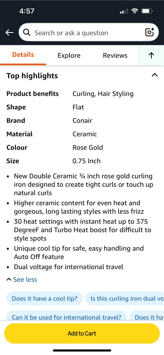 Conair Double Ceramic Curling Iron 3/4-inch - photo 2