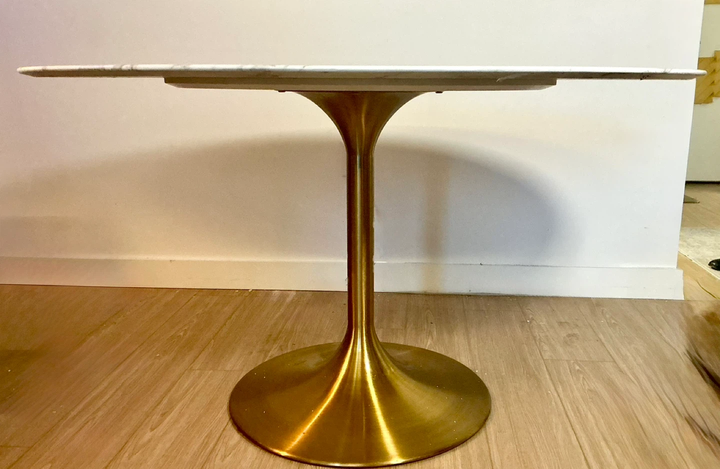 Marble Dining Table + 4 West Elm Leather Chairs