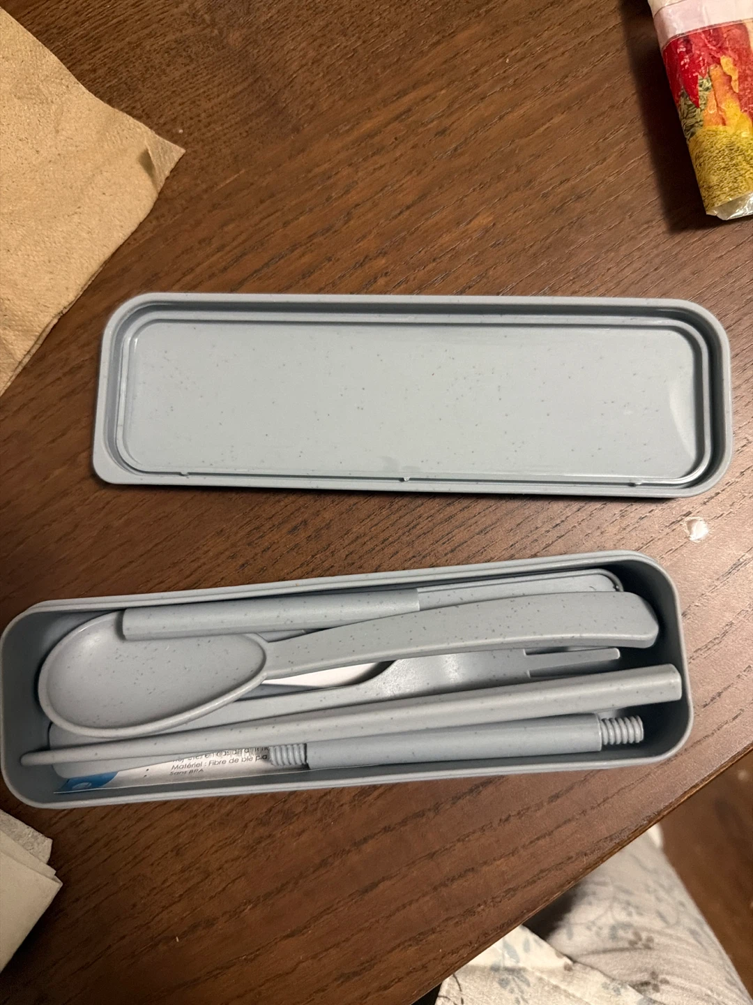 Wheat Fiber Utensil Set with Case, Grey