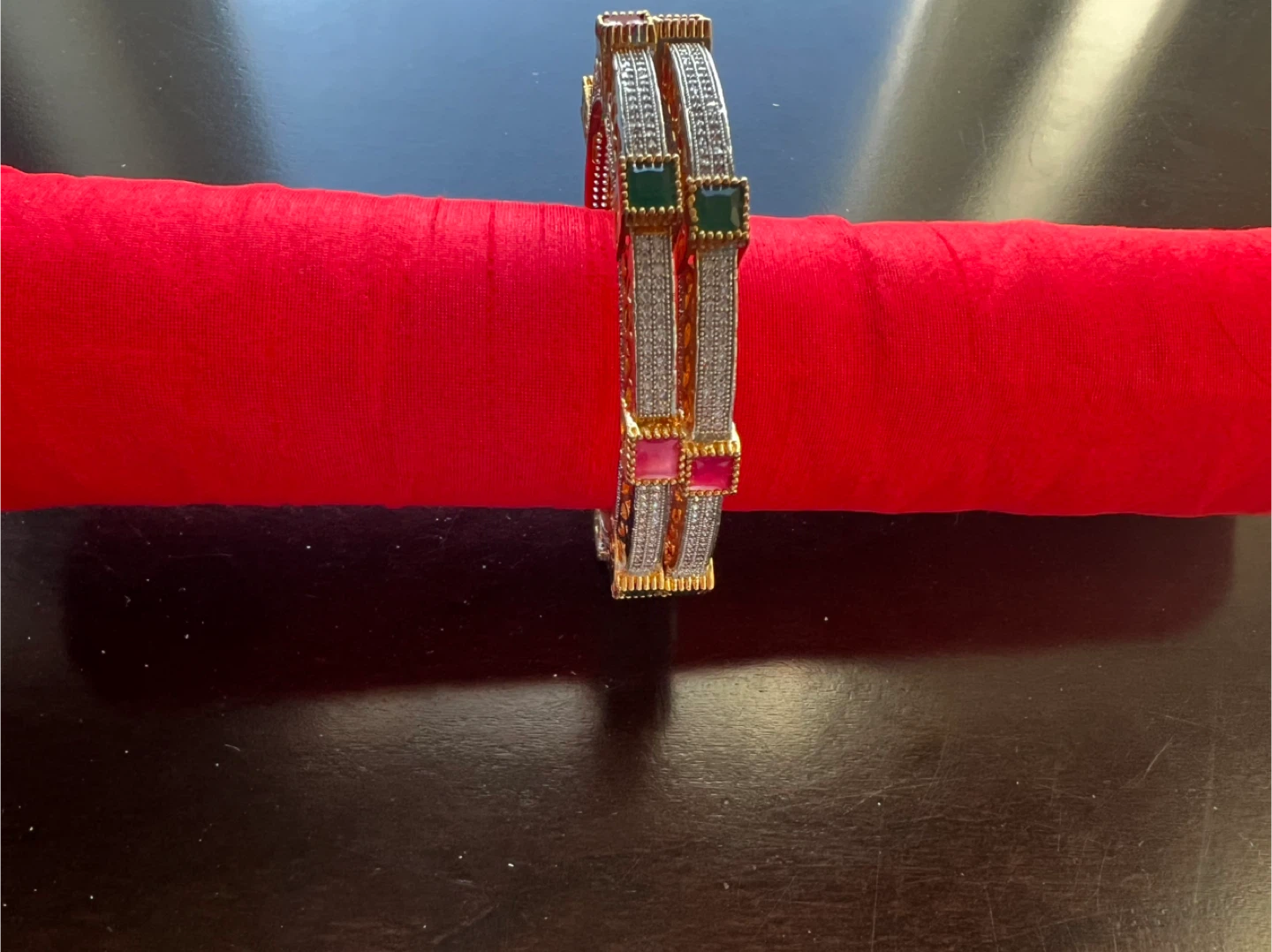 Bangles - Silver & Gold Tone with Gemstones - photo 3