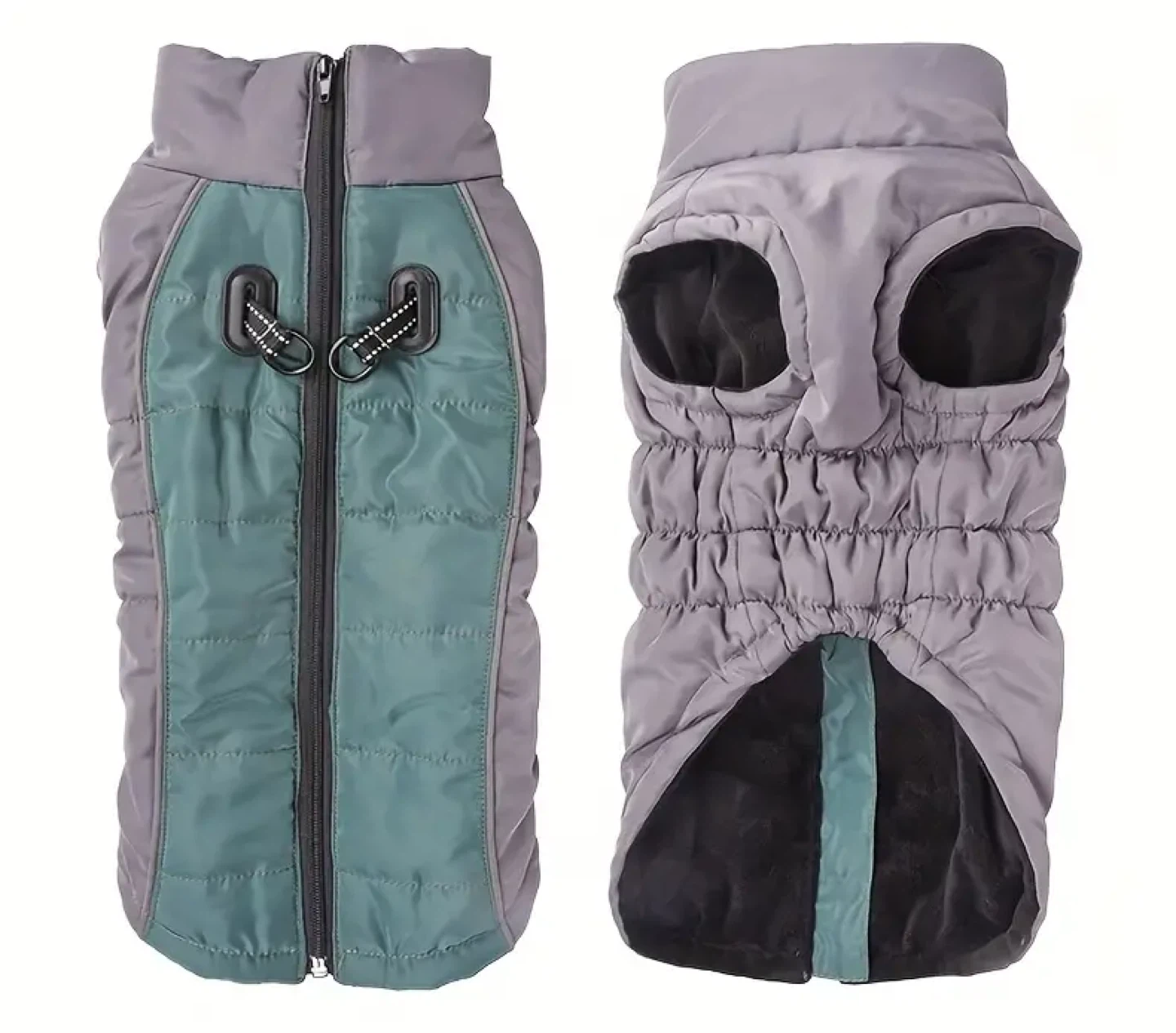 Dog Puffer Vest - Grey & Green