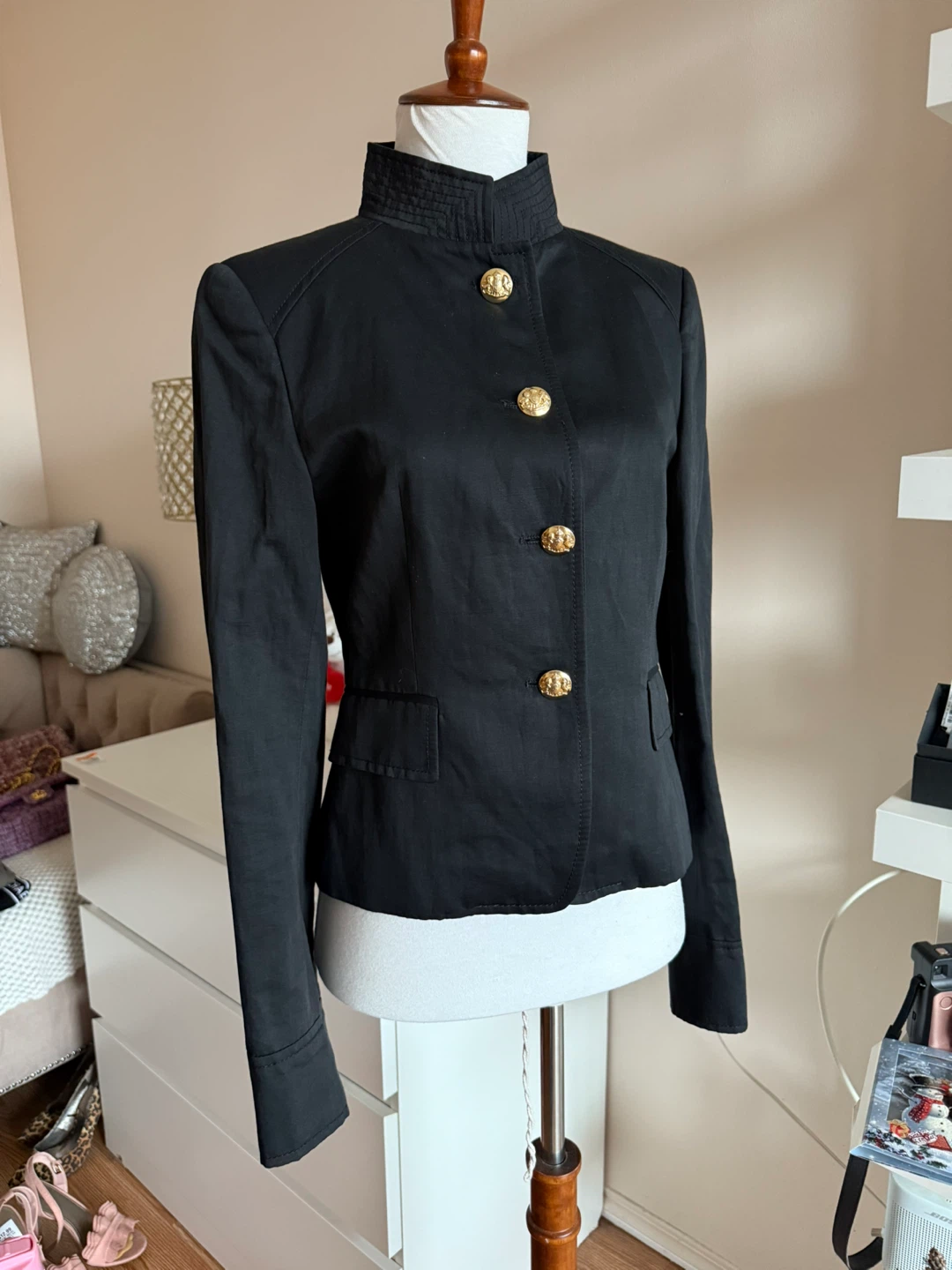 Black military style Jacket with Gold Buttons