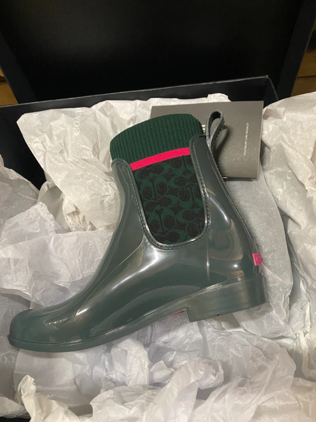 Coach Green Rain Boots Size 7B