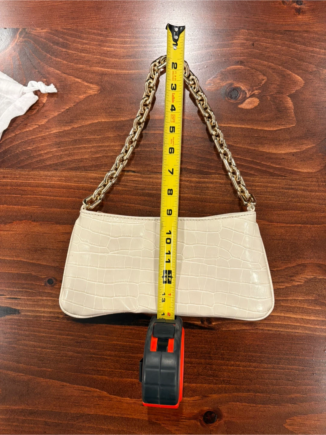 Zara Cream Faux Croc Shoulder Baguette Purse - photo 5