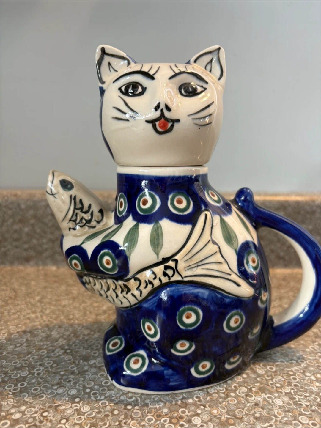 Bolesławiec Cat Teapot