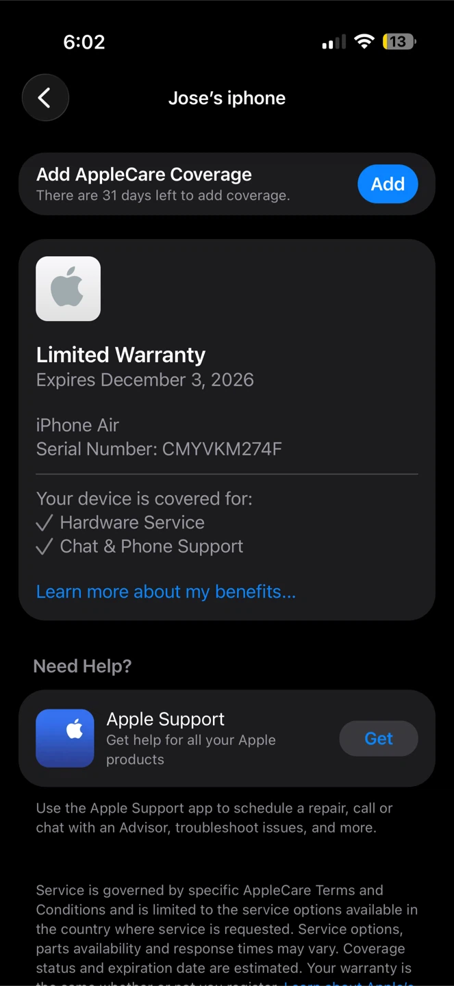 iPhone Air White, Like New Condition!