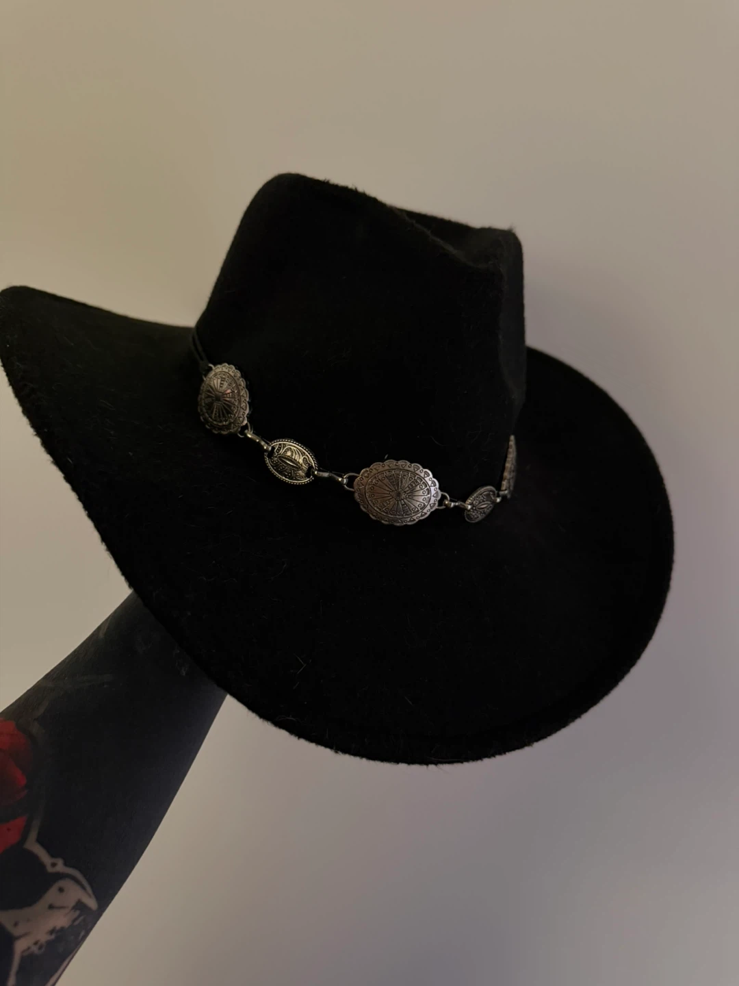 Black Cowboy Hat with Silver Details