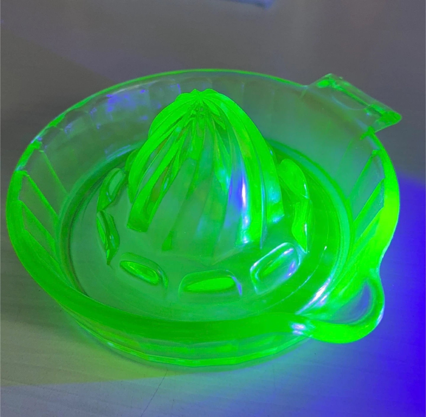 Vintage Green Uranium Glass Citrus Juicer