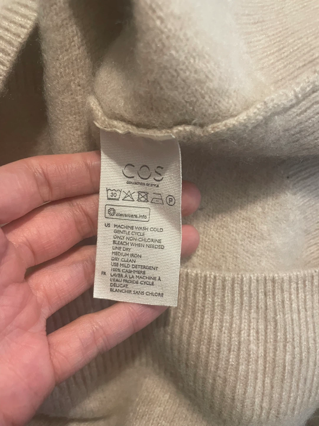 COS XS Beige 100% Cashmere Turtleneck Sweater - photo 3