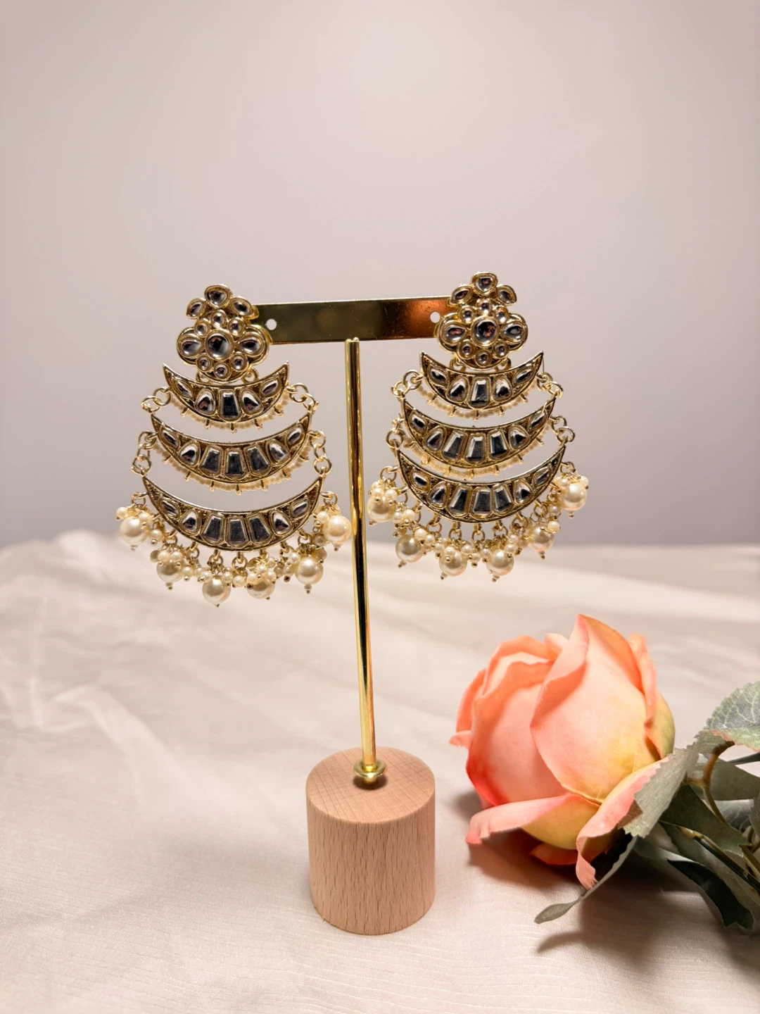 Chandbali Earrings - Gold Tone - photo 2