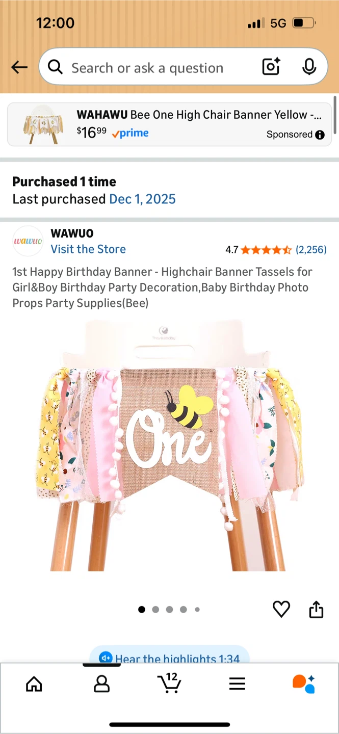 Bee One High Chair Banner