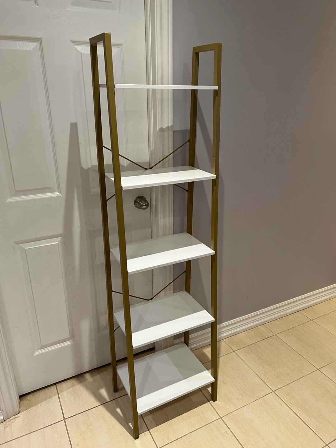 Gold & White Ladder Shelf - 65 inches tall