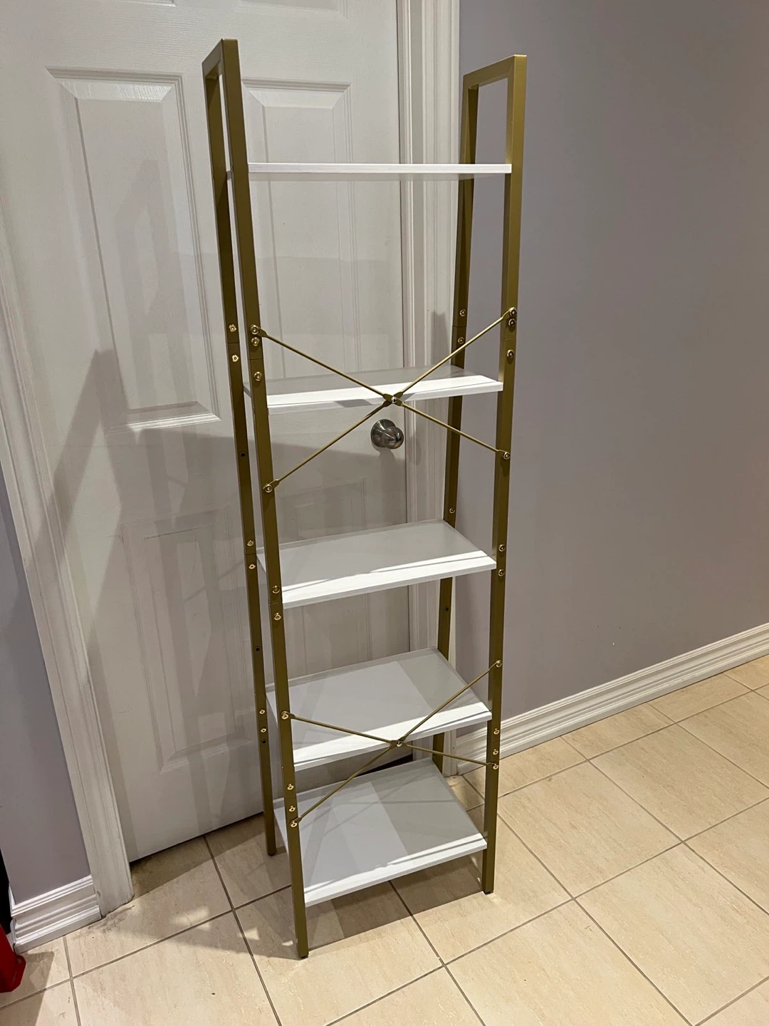 Gold & White Ladder Shelf - 65 inches tall - photo 3