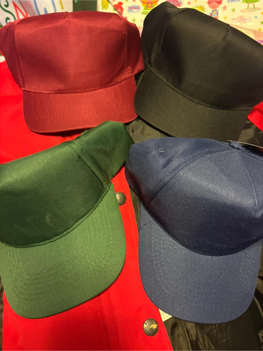 Assorted Colour Caps - Burgundy, Black, Green, Navy