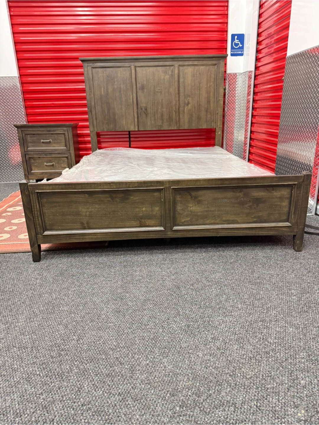 Dark Brown Wood Bedroom Set - Bed,, Nightstand - photo 2