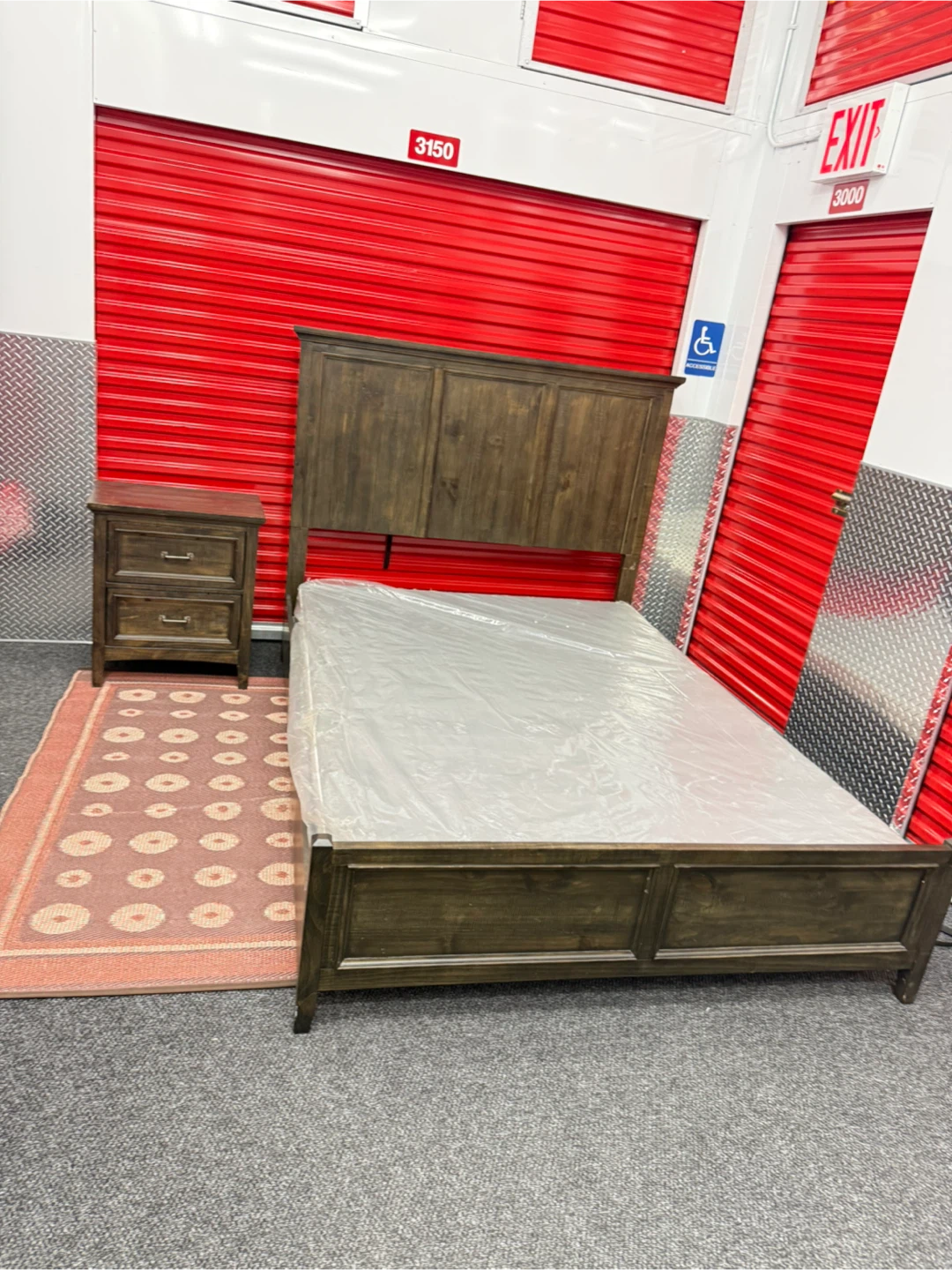 Dark Brown Wood Bedroom Set - Bed,, Nightstand