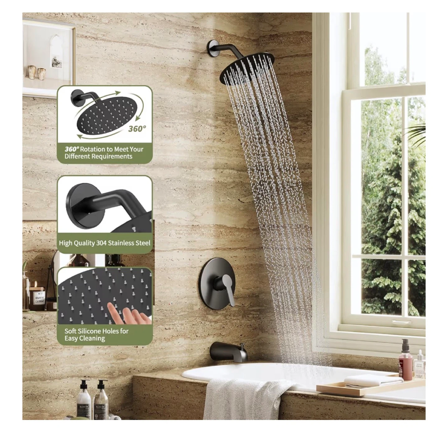 WRISIN 6 Inch Matte Black Rain Shower Head - New - photo 4