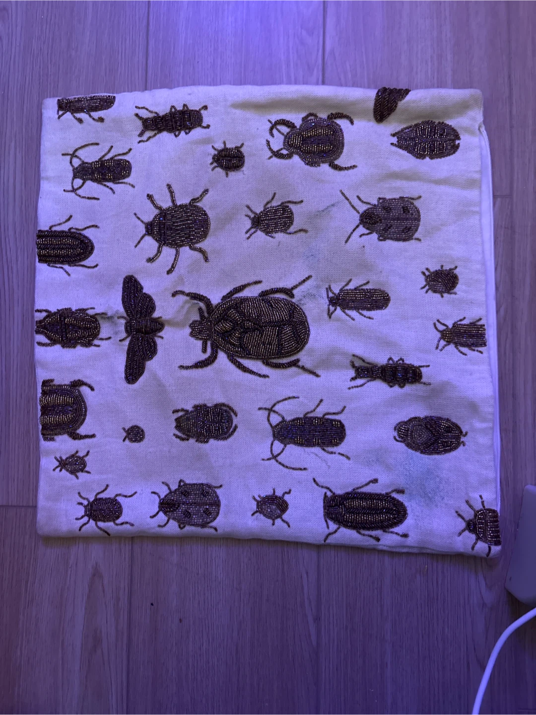 Jonathan Adler Hand Beaded Beatle Throw Pillow Cover