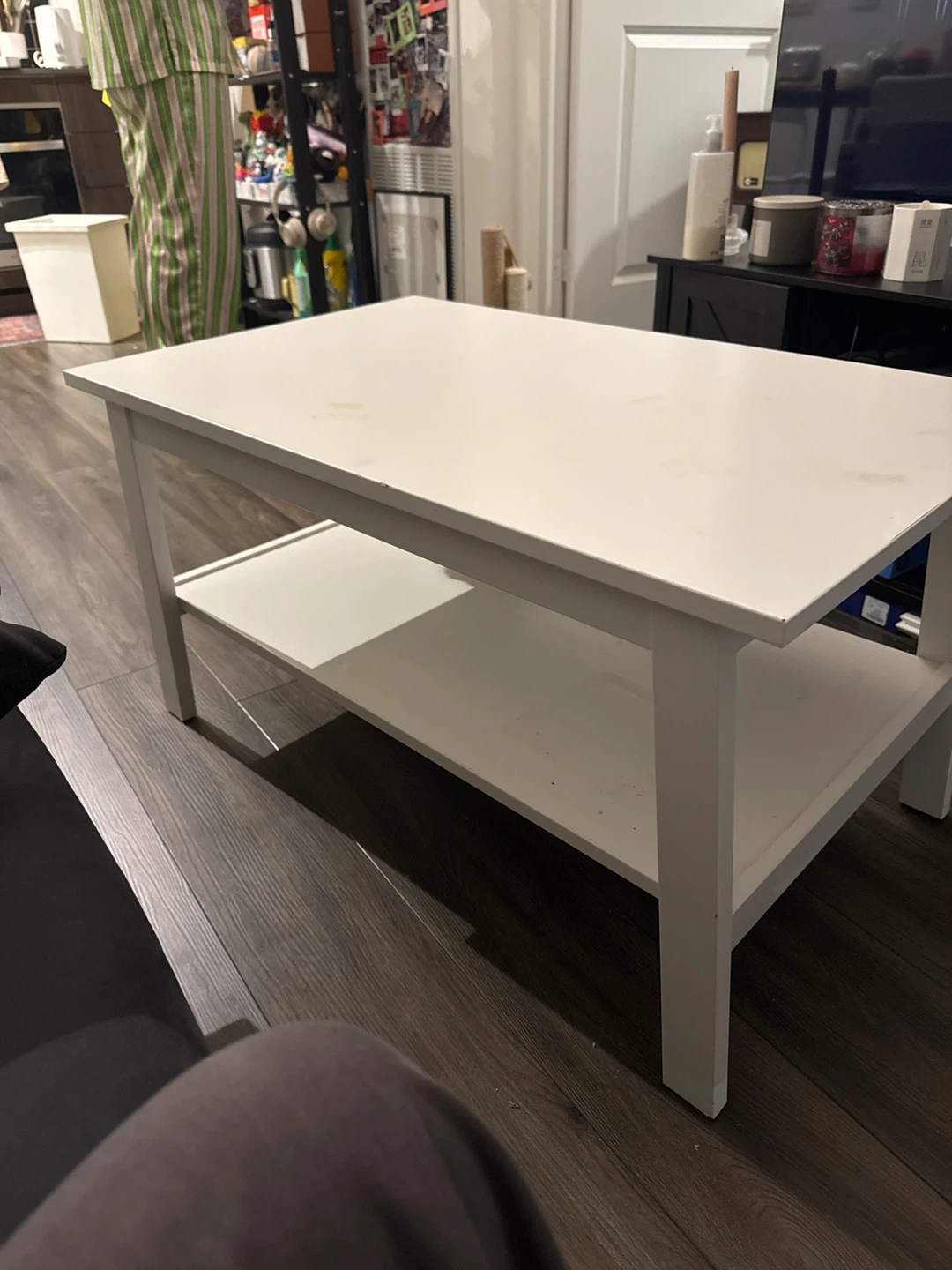 White Coffee Table with Shelf - photo 3