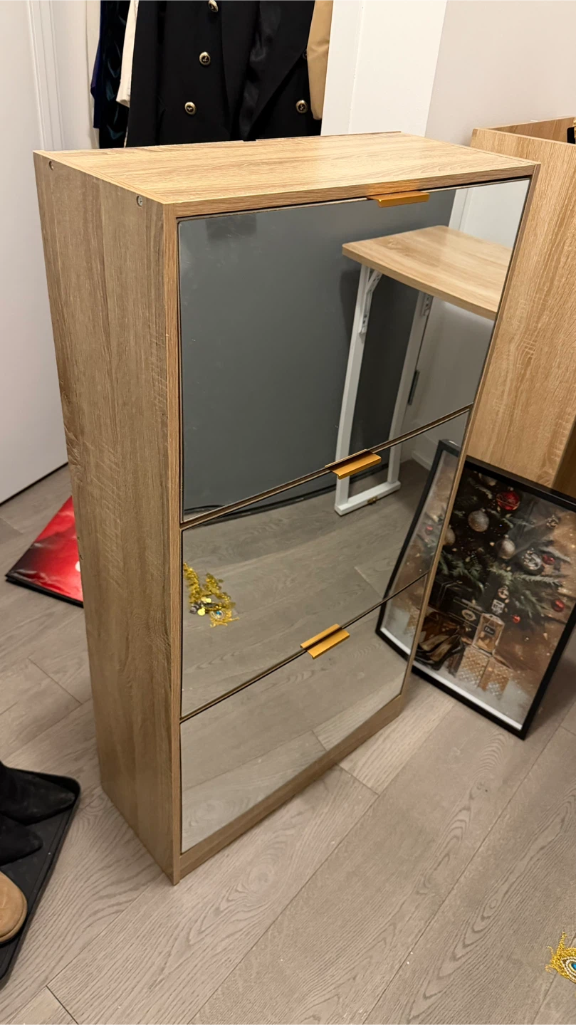Shoe Storage Cabinet with Mirror