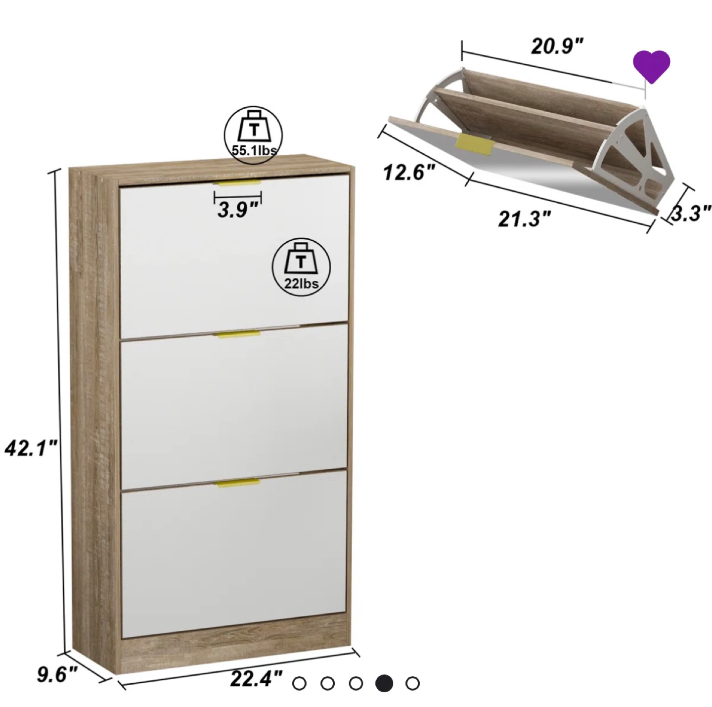 Shoe Storage Cabinet with Mirror - photo 4