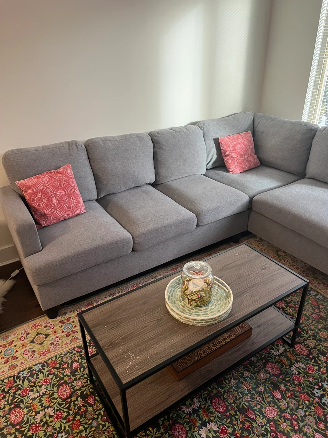 Grey Sectional Sofa + Ottoman + Coffee Table - photo 3