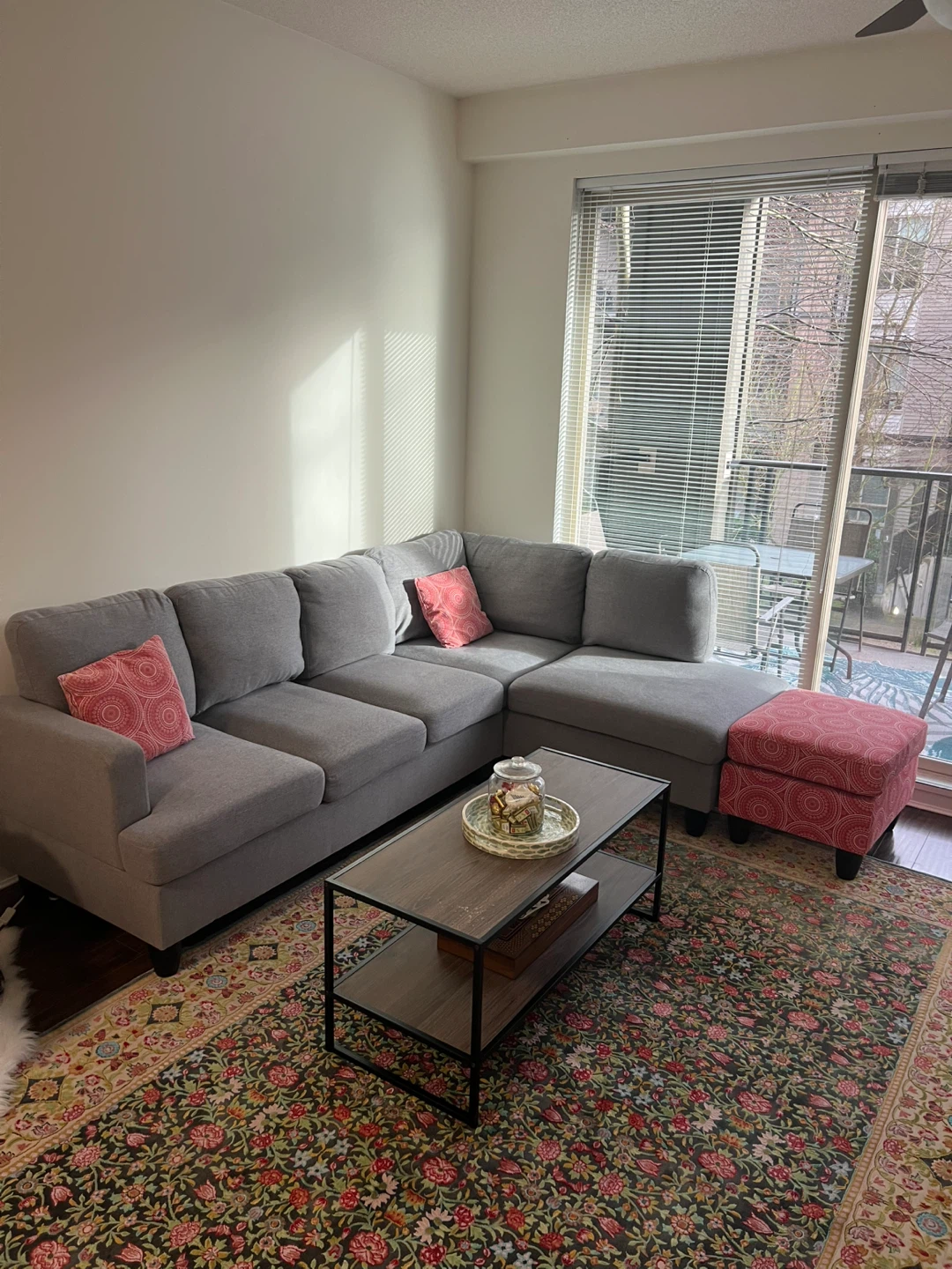 Grey Sectional Sofa + Ottoman + Coffee Table - photo 4