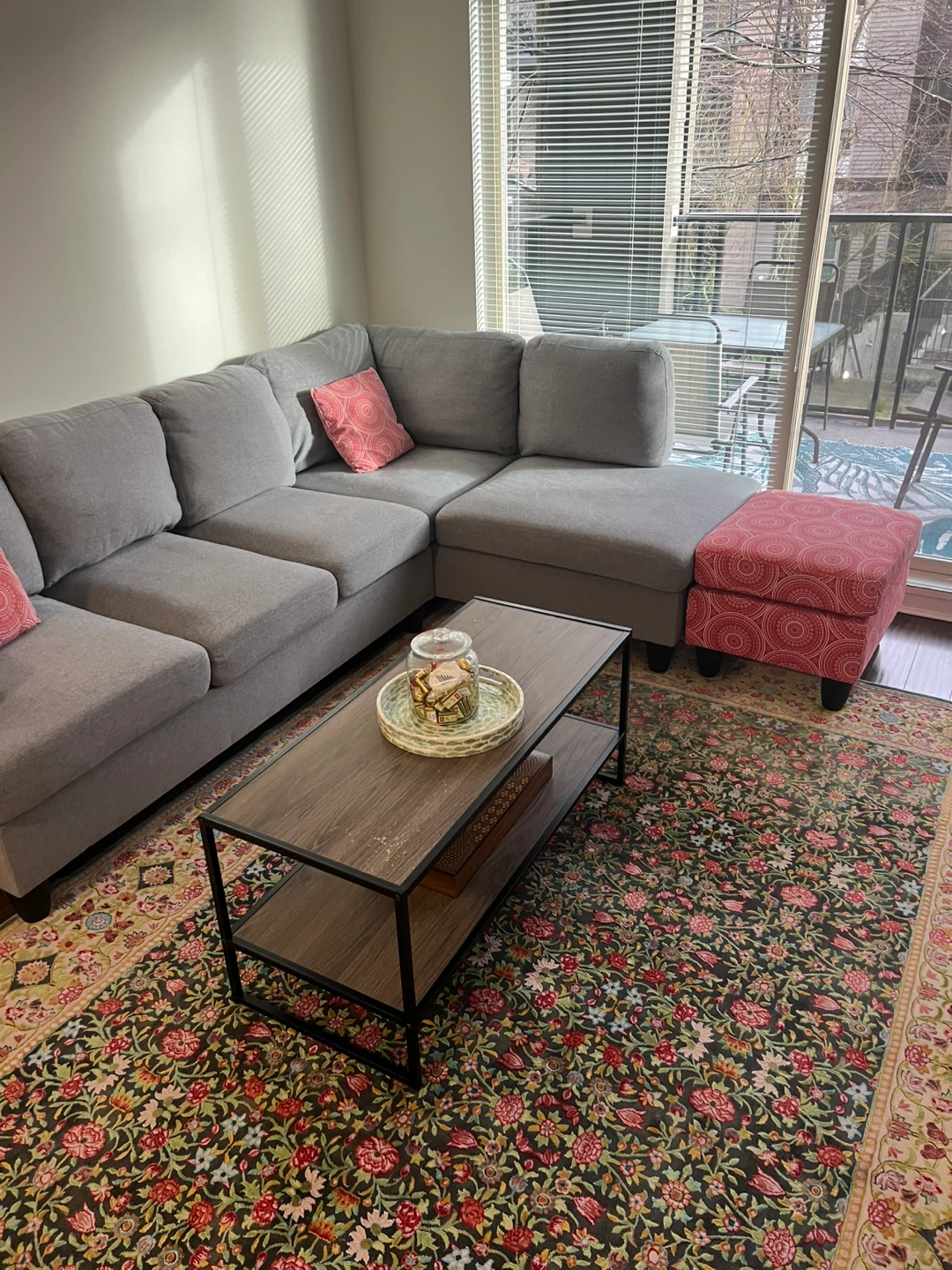 Grey Sectional Sofa + Ottoman + Coffee Table - photo 2