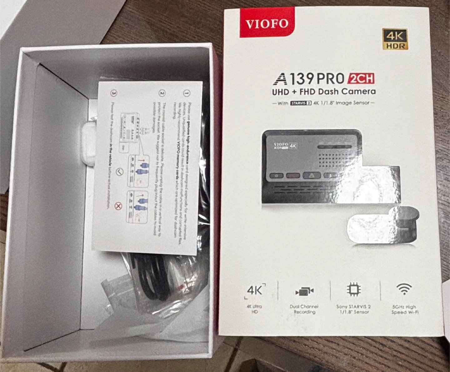 VIOFO A139 Pro 2CH UHD + FHD Dash Camera - New