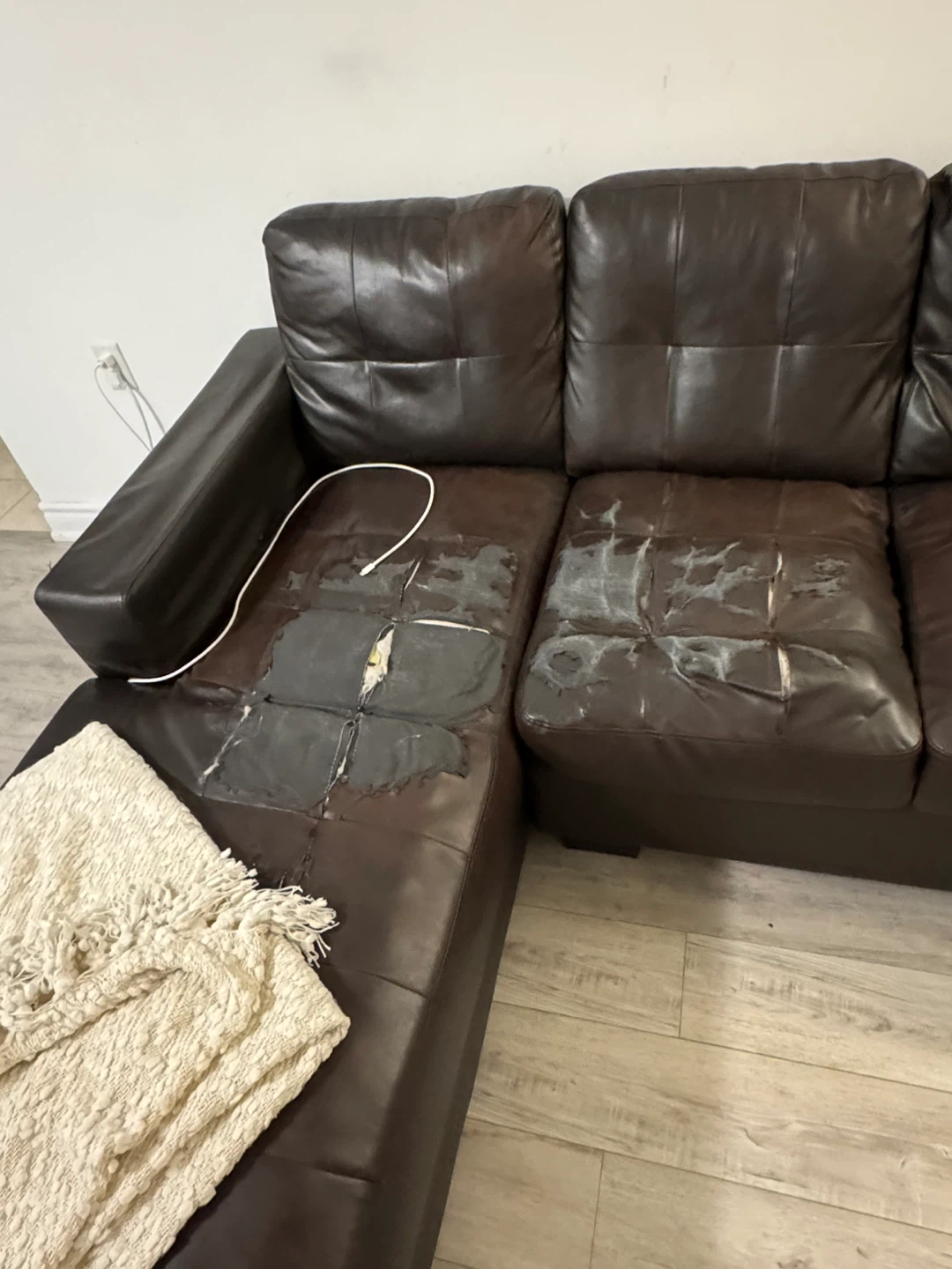 Leather Sectional Sofa - Damaged - photo 3