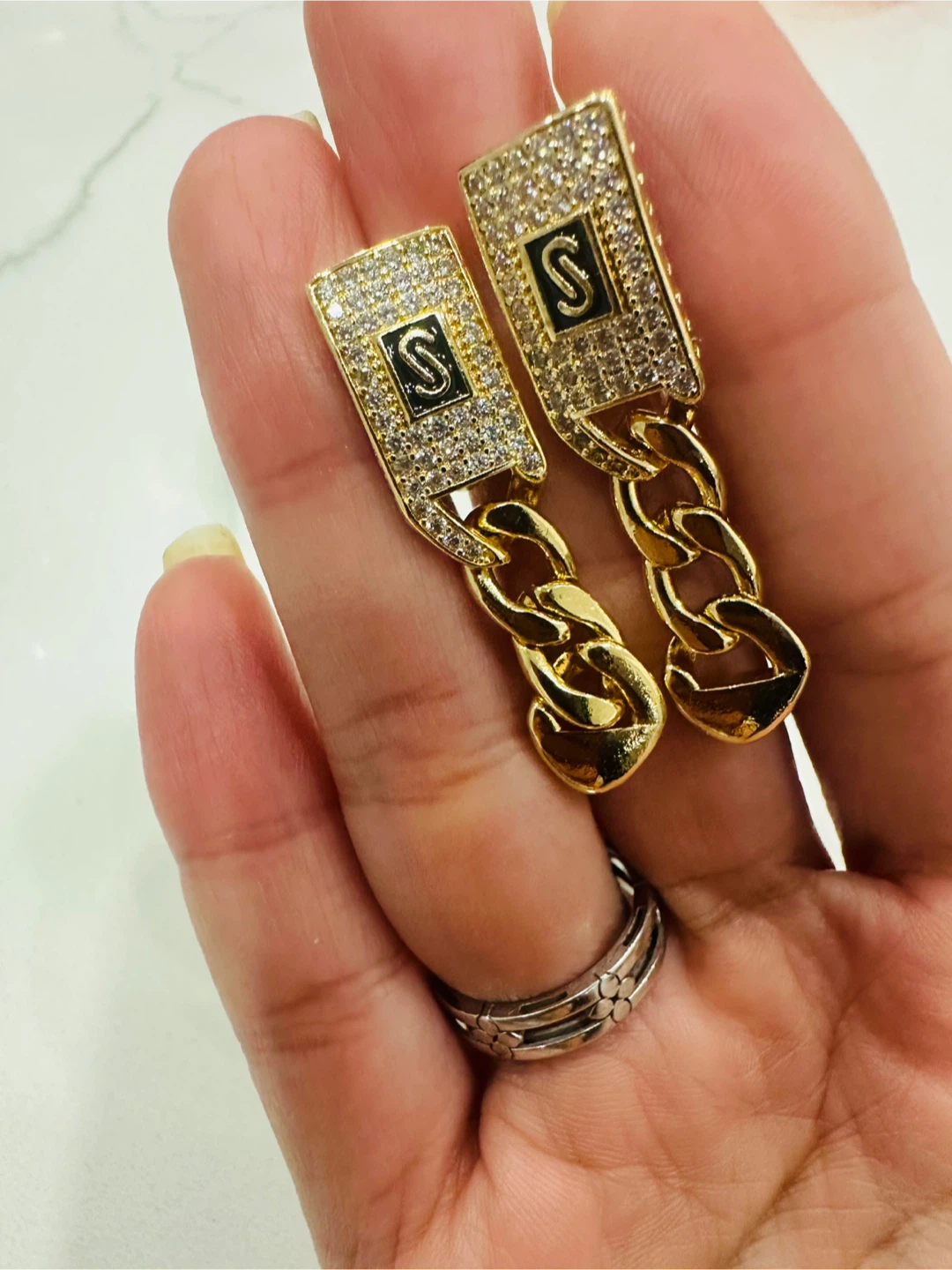 Gold Tone Chain  Earrings - photo 2