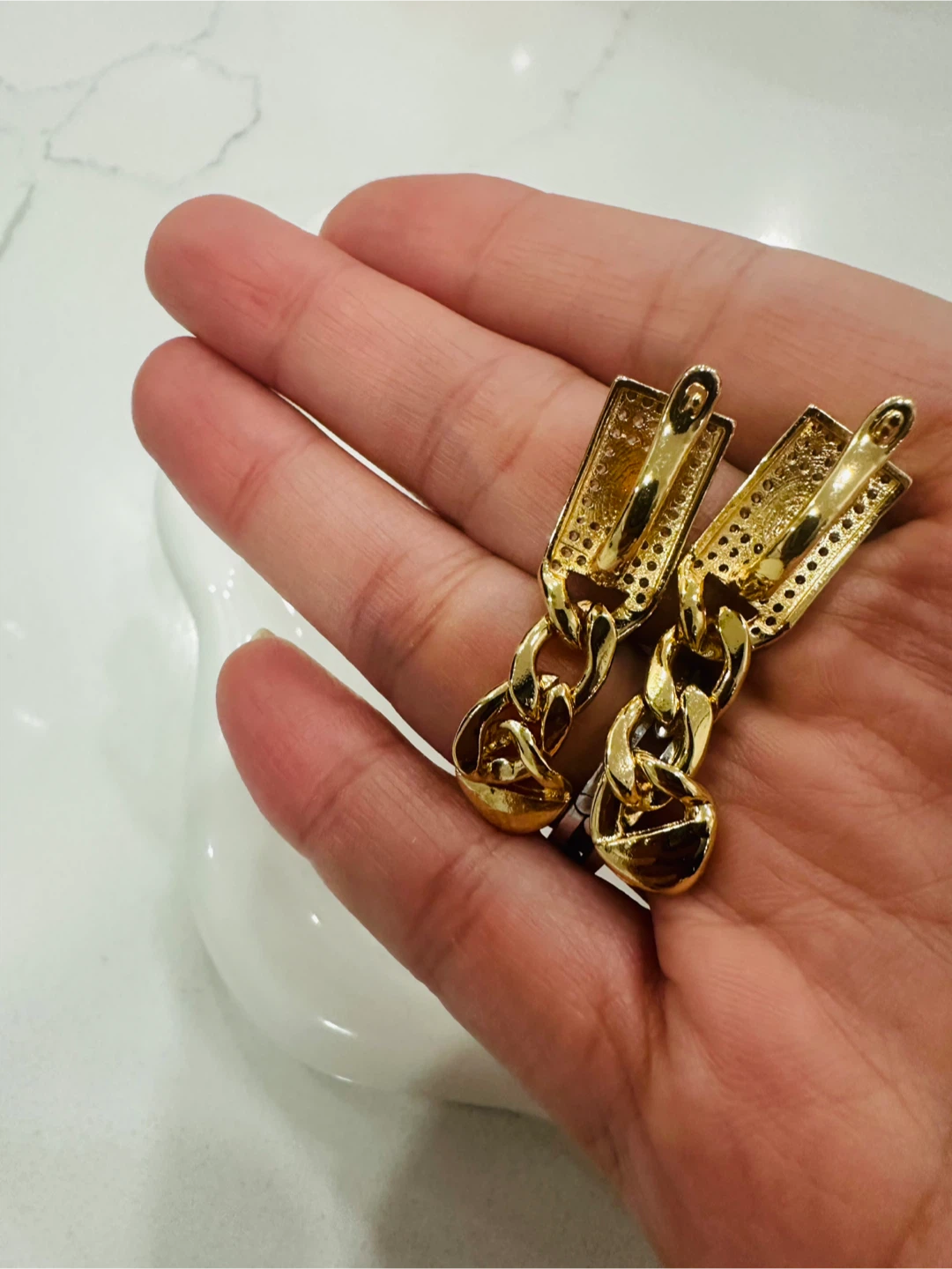 Gold Tone Chain  Earrings