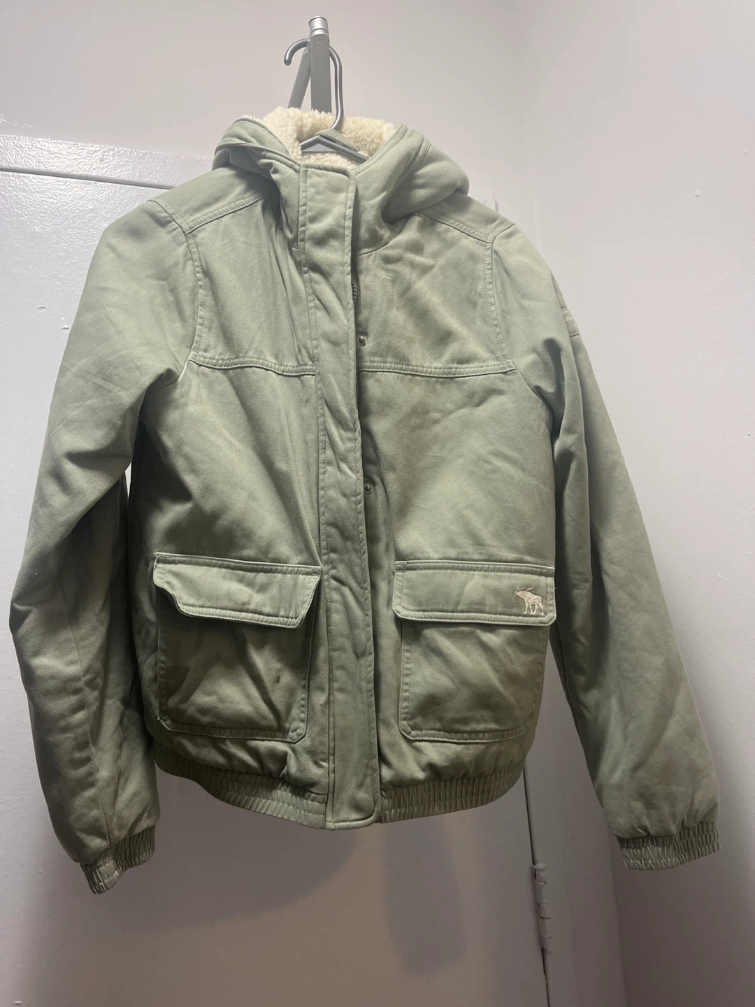 Abercrombie Kids' Olive Green Sherpa-Lined Jacket, Size 15/16