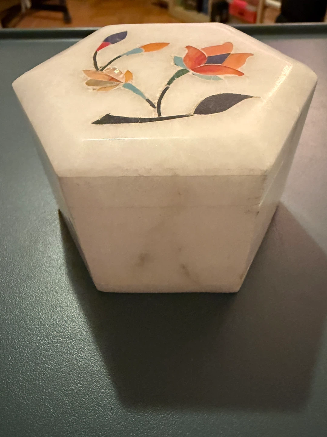 Marble Trinket Box with Floral Inlay - photo 2