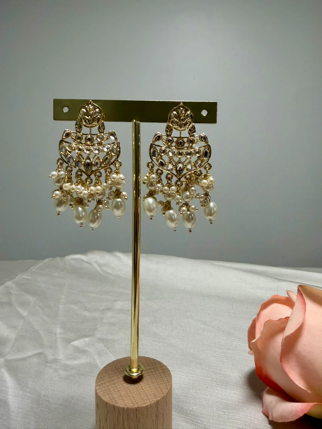 Gold-tone Pearl Drop Earrings - photo 2