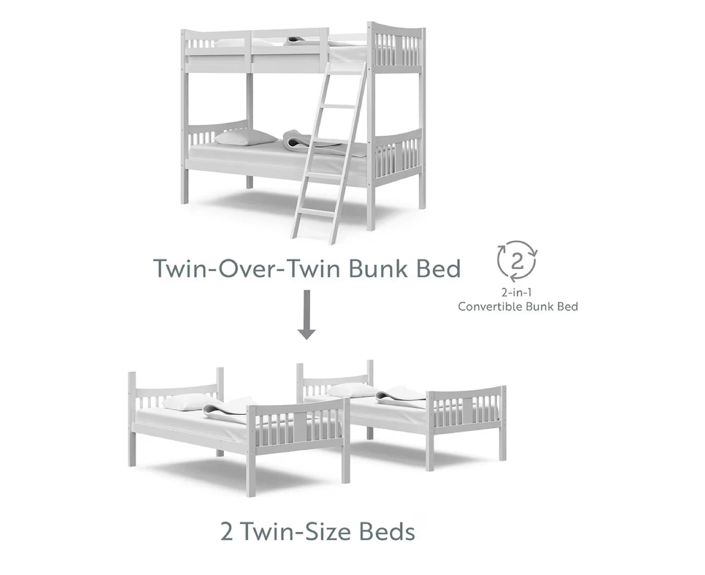 White Twin-Over-Twin Bunk Bed - photo 4